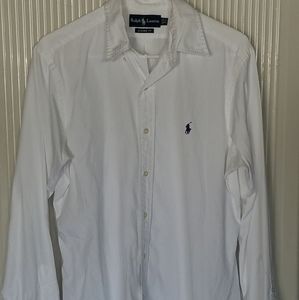 Men's GENTLY USED White Ralph Lauren casual  shirt